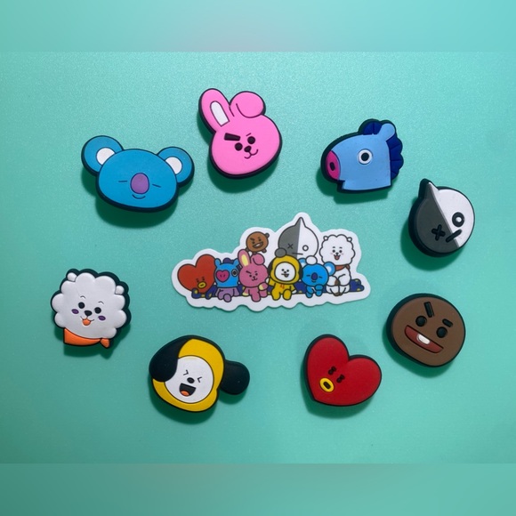 Jibbitz Accessories New Bt2 Set Of 8 Jibbitz Os Bts Shoe Charms Perfect For Crocs Nwot